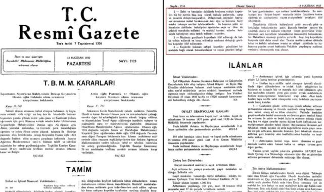 1932 yılında başıboş köpekler için Resmi Gazete'de yayınlanan karar