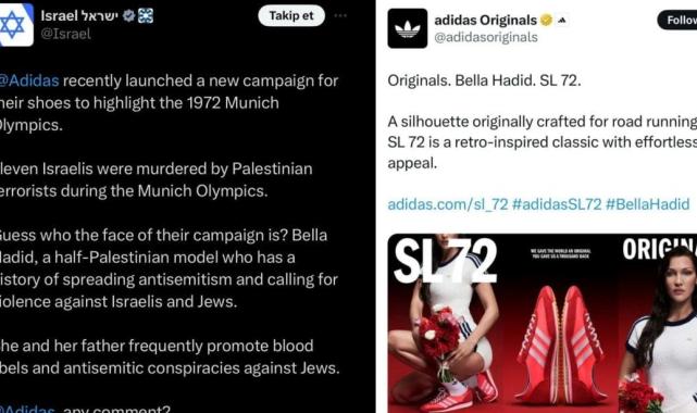 Adidas'ın Bella Hadid'i reklam yüzü yapması İsrail'i kızdırdı