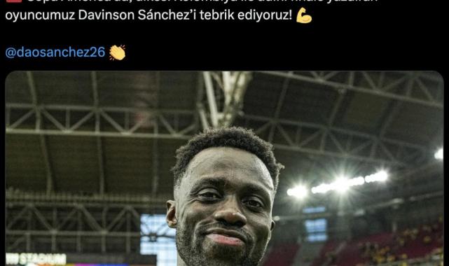 Galatasaray, Davinson Sanchez'i tebrik etti