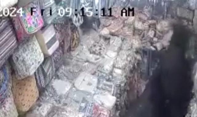 Hindistan'da yabani boğalar çantacı dükkanına daldı