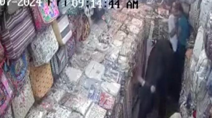 Hindistan'da yabani boğalar çantacı dükkanına daldı