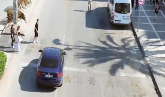 Adana'da drone destekli yaya geçidi uygulaması