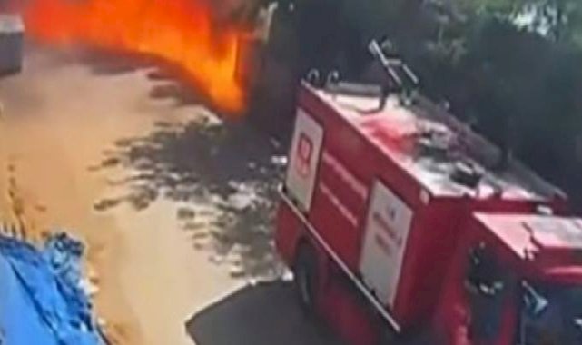 Gaziantep'te fabrikada yanan boya ve tinerler lav gibi sokağa yayıldı