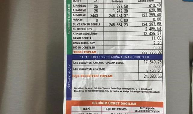 Tekirdağ'da yeni evli çifte gelen su faturası şaşkına çevirdi