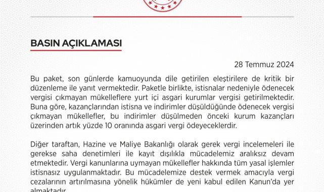 Vergi ödemeyen şirketlerle ilgili Hazine ve Maliye Bakanlığı'ndan açıklama
