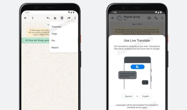 WhatsApp, Google’ın canlı çeviri özelliğini uygulamaya ekliyor
