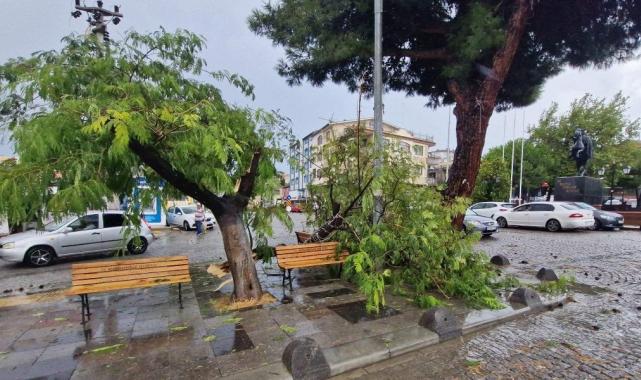 Marmaraereğlisi'nde fırtına: Araçlar devrildi, çatılar uçtu
