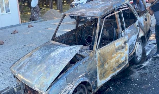 Bolu'da seyir halindeki araç cayır cayır yandı