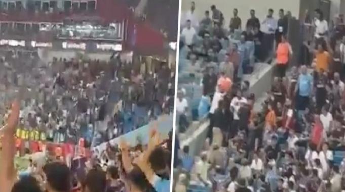 Trabzonspor taraftarlarından Galatasaray forması giyen taraftarlara küfürlü tepki