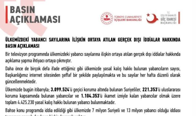 Türkiye'deki yabancı sayısı hakkında yanıltıcı iddialara Göç İdaresi'nden yanıt