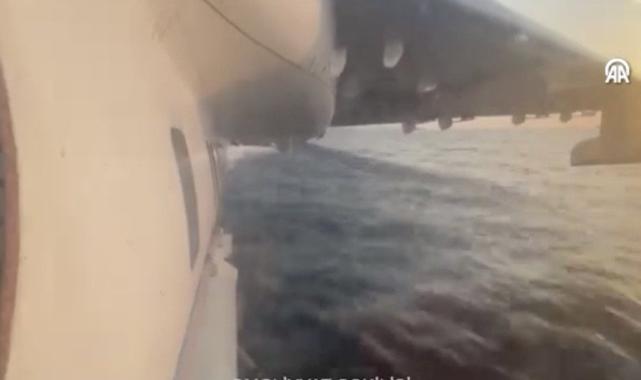 Bergama'daki yangın söndürme çalışmalarına Azerbaycan'dan amfibi uçak desteği