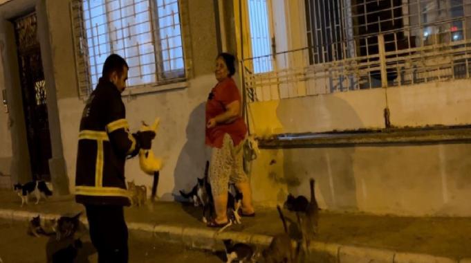 Hatay'da koli bandına sıkışan kedi, yardım eden itfaiyeden kaçtı