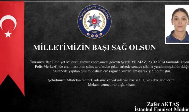 İstanbul'da şehit edilen polis memuru Şeyda Yılmaz için tören düzenlendi