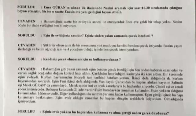 Narin'in yengesi Hediye Güran'ın savcılık ifadesi ortaya çıktı