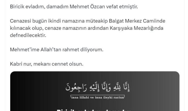 Vahit Kirişci'nin damadı hayatını kaybetti