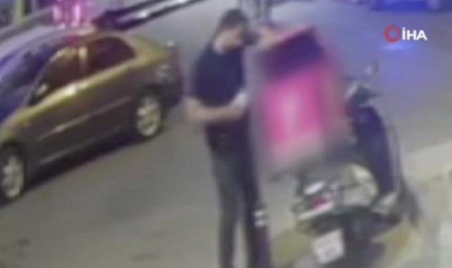 Silivri'de bir hırsız, kuryenin motosikletindeki yemek siparişini çaldı