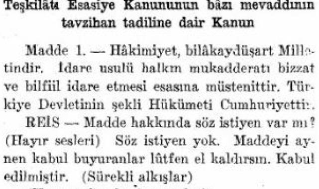 Ümit Yenişehirli'nin yeni yazısı: Tarih 29 Ekim 1923, Meclis tutanakları