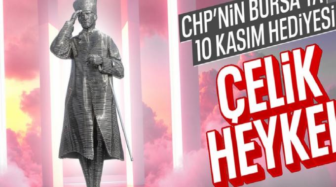 Bursa'da Atatürk'ün çelikten yapılan heykeli açıldı