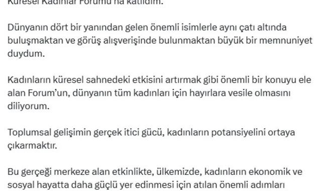 Emine Erdoğan Dubai Küresel Kadınlar Forumu'na katıldı