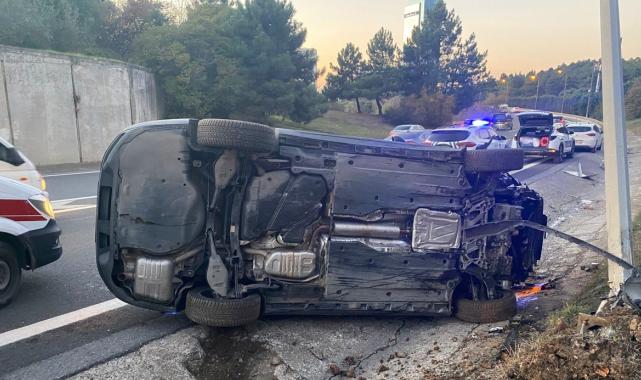 İstanbul'da kazaya karışan otomobil takla attı: 1 yaralı