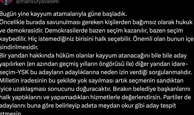 Mansur Yavaş: TBMM acilen toplansın