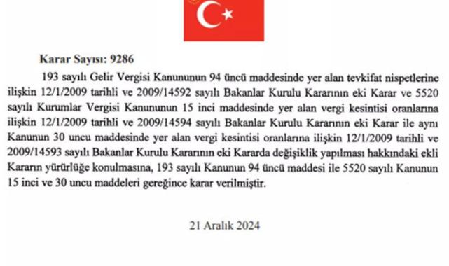 Resmi Gazete'de yayımlandı:  Asgari Kurumlar Vergisinde değişiklik