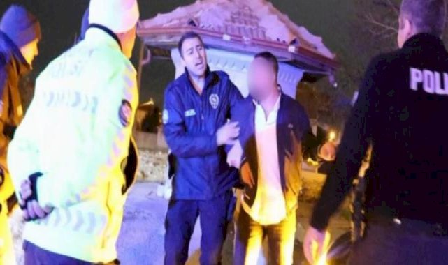 Aksaray'da alkollü sürücüyle polisin imtihanı kameraya yansıdı