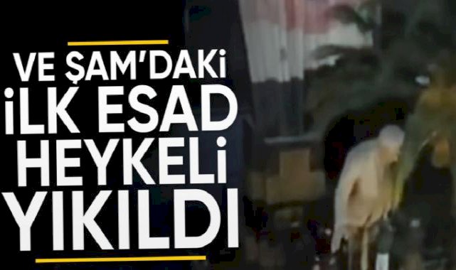 Suriye'de ilk Beşar Esad heykeli yıkıldı