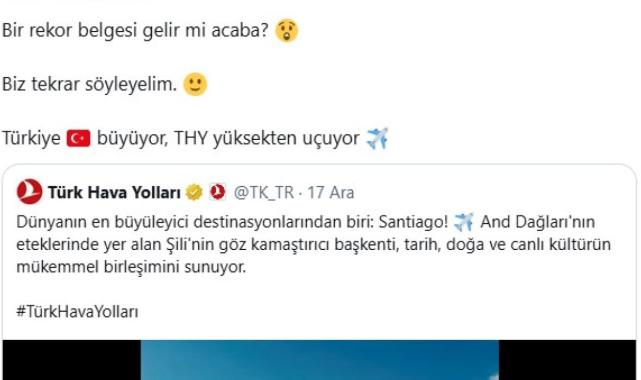 Türk Hava Yolları'ndan en uzun uçuş başladı: Şili-Santiago’ya 19 saat 10 dakika