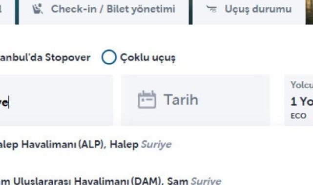 Türk Hava Yolları'ndan Şam ve Halep'e seferler başlıyor