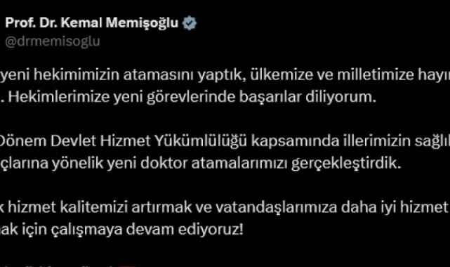Bin 616 yeni hekim ataması yapıldı