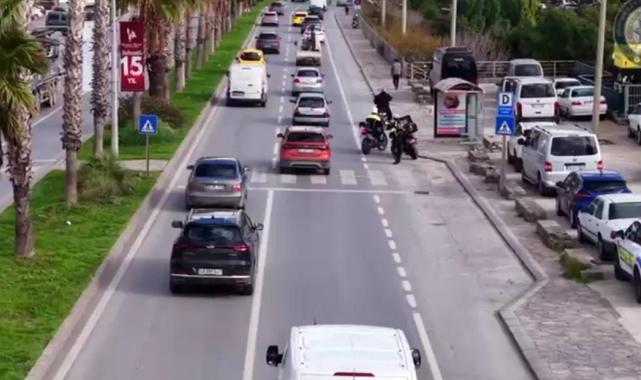 Bodrum'da drone ile trafik denetimi