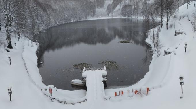 Ordu&#039;daki Ulugöl Parkı beyaza büründü