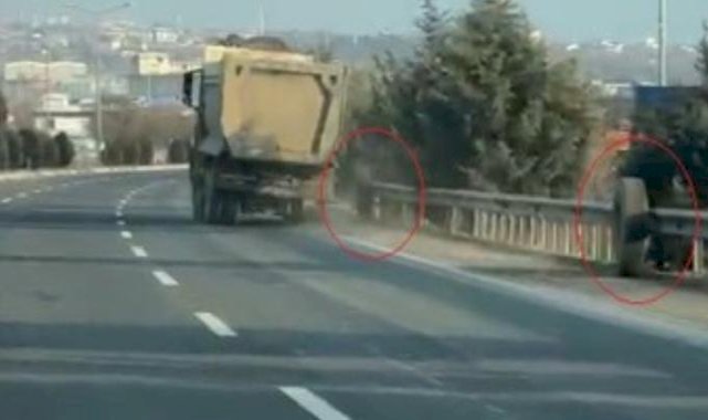 Elazığ'da yerinden fırlayan tekerin karşı yola geçmesini engelledi