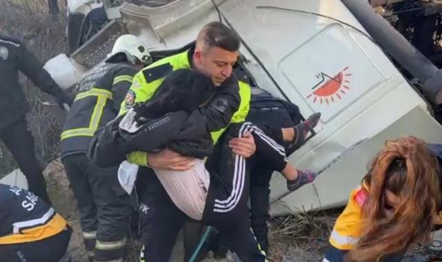 Aydın'da kız çocuğu kendisini kurtaran polise sımsıkı sarıldı