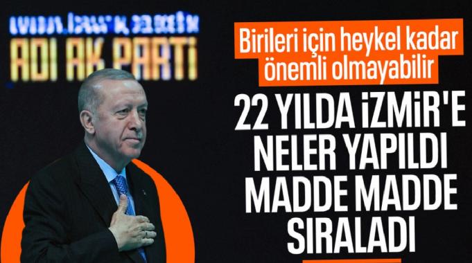 Cumhurbaşkanı Erdoğan, son 22 yılda İzmir'e yapılanları tek tek anlattı