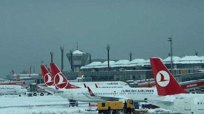 İstanbul'da uçuşlara kar ve fırtına engeli