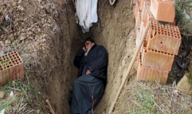 Amasya'da kendi mezarını kazdı: Geceleri gidip yatıyor