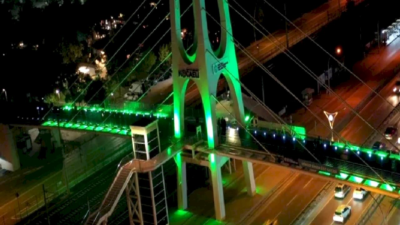 Kocaeli&#039;nde üst geçitler yeşile büründü