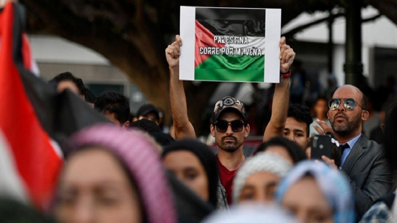 Fas'ta Filistin halkıyla dayanışma gösterisi: Birçok kentte yüzlerce Faslı sokağa çıktı