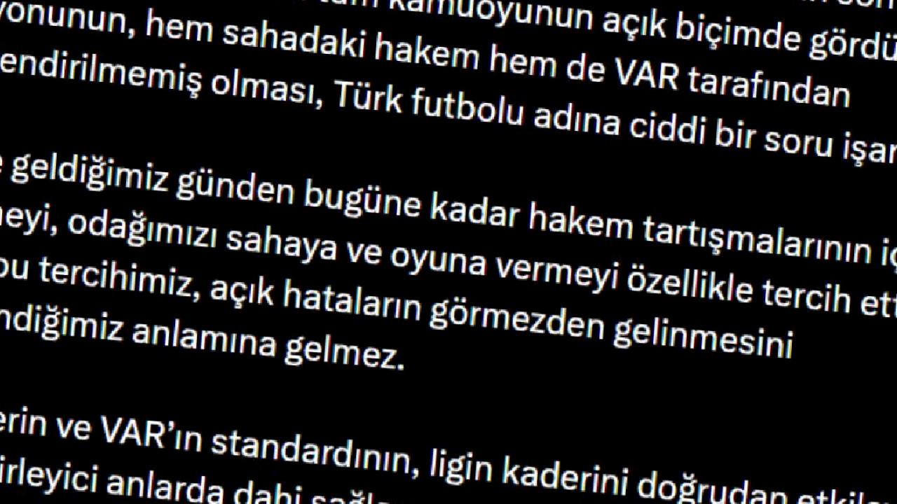 Fenerbahçe'den Galatasaray - Samsunspor maçı sonrası tepki!