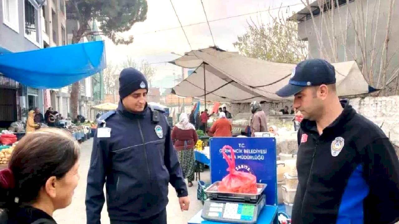 Germencik'te pazarlarda 'kontrol kantarı' uygulaması devam ediyor