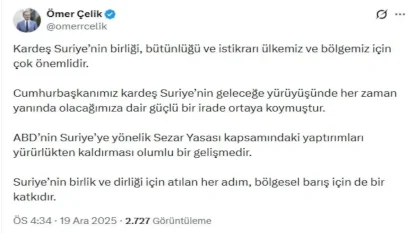 Çelik'ten ABD'nin Yaptırımlarına Yorum