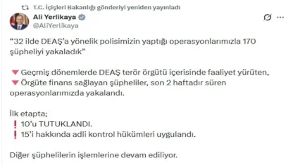 DEAŞ'a Yönelik 32 İlde Operasyon: 170 Şüpheli Yakalandı