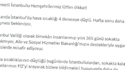 İstanbul'da Hava Sıcaklığı 4 Dereceye Düştü