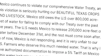 Trump'tan Meksika'ya Su Uyarısı