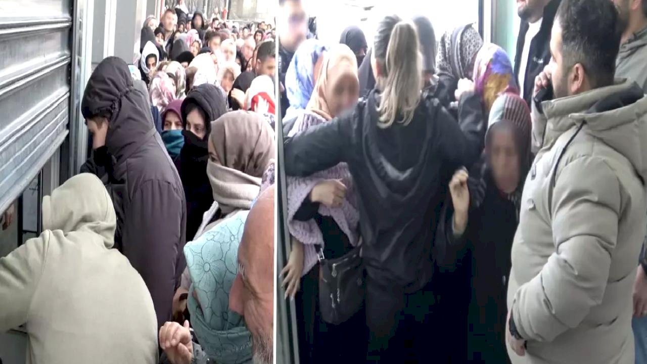 100 liralık alışveriş için dondurucu soğukta saatlerce beklediler