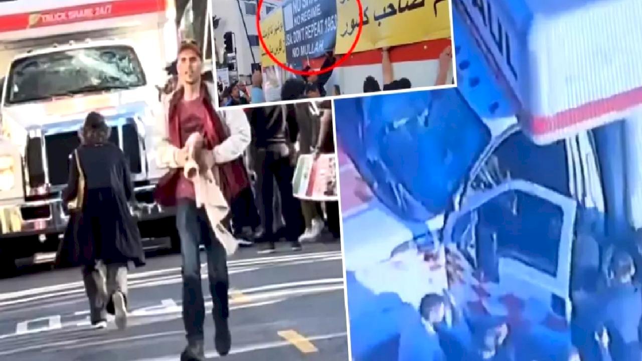 ABD'deki İran protestosuna kamyonla daldı! Çok sayıda yaralı var