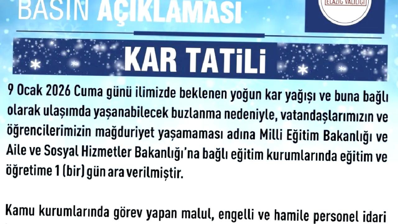 Elazığ'da Eğitime Kar Molası