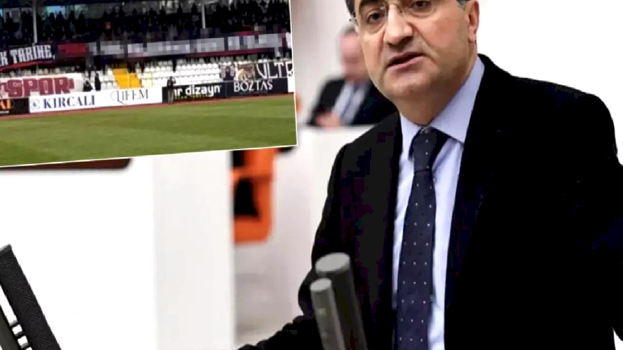 Maçta açılan pankart, Mersin Milletvekili Mehmet Emin Ekmen'i küplere bindirdi